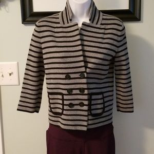Ann Taylor Loft Petites Gray/Black Striped Jacket